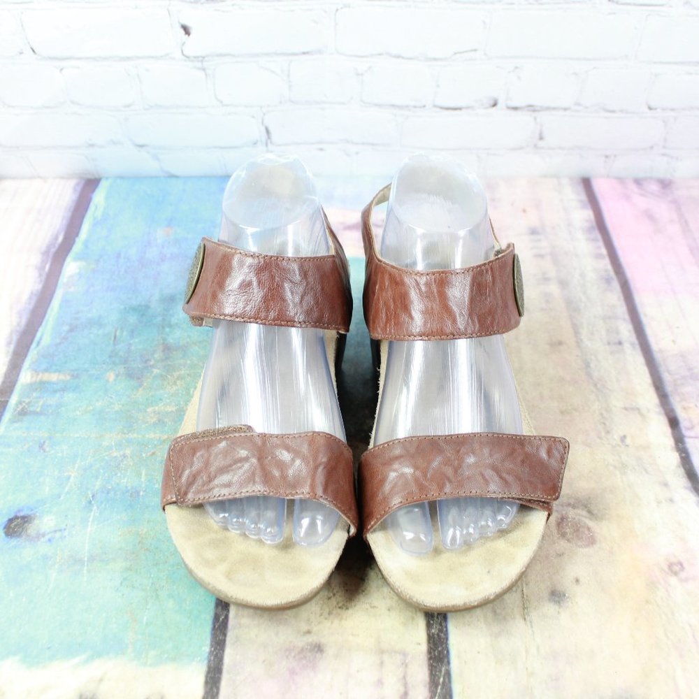 ABEO Una Leather Wedge Sandal Shoes Size 8 N - Picture 5 of 9